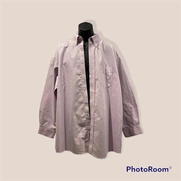 ROUNDTREE & YORKE GOLD LABEL MENS LS BUTTON-DOWN DRESS SHIRT LAVENDER 34 x 17.5 - Picture 3 of 8